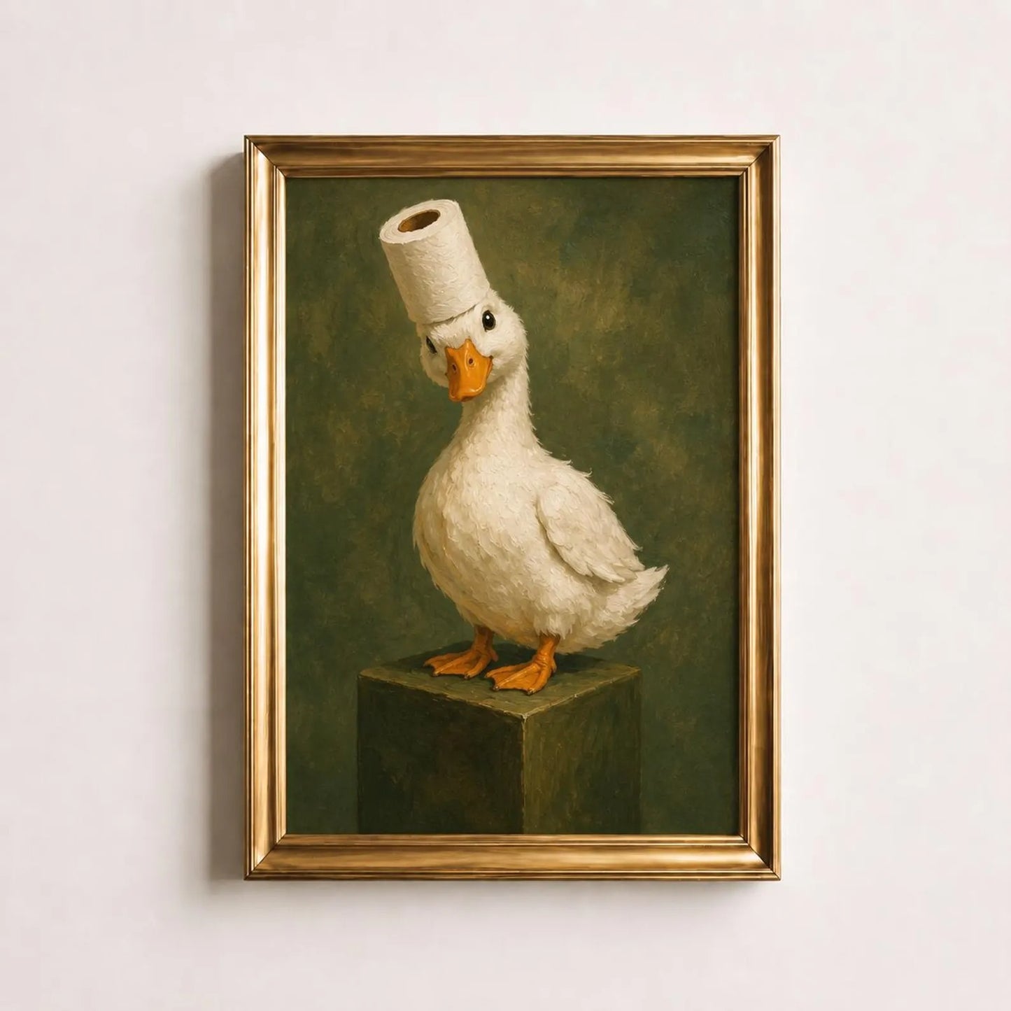 Funny Duck Bathroom Canvas Wall Art, Whimsical Toilet Decor